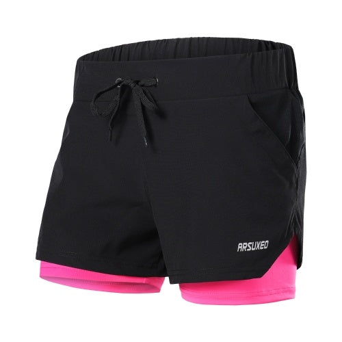 Women 2-in-1 Running Shorts Quick Drying Breathable Active Training Jogging Cycling Workout Shorts with Liner