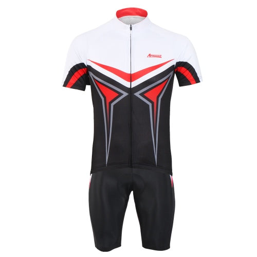 Arsuxeo Men's Summer Breathable Short Sleeve Cycling Jersey Shirt 3D Padded Shorts Set Quick Dry Cycling Riding Running Suit Clothing Set Sportswear