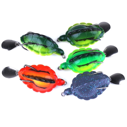 5PCS/Box 13.4g/5.5cm Simulation Tortoise Lures Artificial Soft Bait with Spoon Sequins Fishing Lure Blackfish Soft Lure