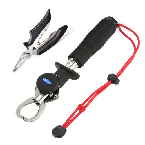 Lixada Portable Fish Lip Gripper Stainless Steel Fishing Gear Fish Holder with Weight Scale Ruler 13cm Outdoor Multifunctional Fishing Pliers Line Cutter Scissors Hook