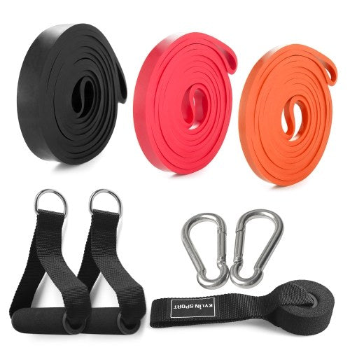 3 Packs Pull Up Assist Bands Set Resistance Loop Bands Powerlifting Workout Exercise Stretch Bands with Door Anchor Foam Handles Hooks and Carry Bag