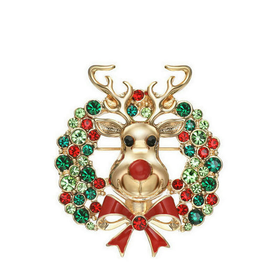 Yoursfs Premium Clear Christmas Brooch - Gold
