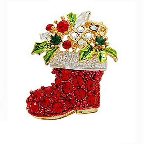 Yoursfs Premium Rhinestones Christmas Brooches - Red