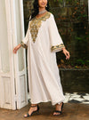 Ethnic Pattern V Neck Long Sleeve Kaftan