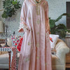 Sweet v neck gold gild pink maxi kaftan dress