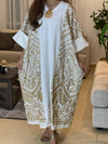 Retro Splicing V Neck Long Sleeve Kaftan