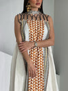 Geometric Print Mesh Belt Kaftan