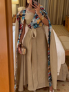 Print Sleeveless Tie Up Kaftan Dress With Spliced Cape