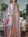 Sweet v neck gold gild pink maxi kaftan dress