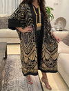 Retro Splicing V Neck Long Sleeve Kaftan