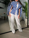 Elegant Ethnic Snowflake Print Jumpsuit and Outwear Two-Piece Set