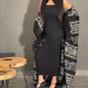 Loose pattern printed fringe sleeve cardigan abaya