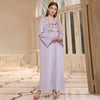 Flowers Embroidery V Neck Loose Lady Kaftan