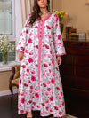 Floral Print V-neck Long-sleeved Kaftan