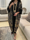 Retro Splicing V Neck Long Sleeve Kaftan