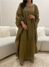 Tassel Lantern Sleeve Round Neck Linen Kaftan Dress