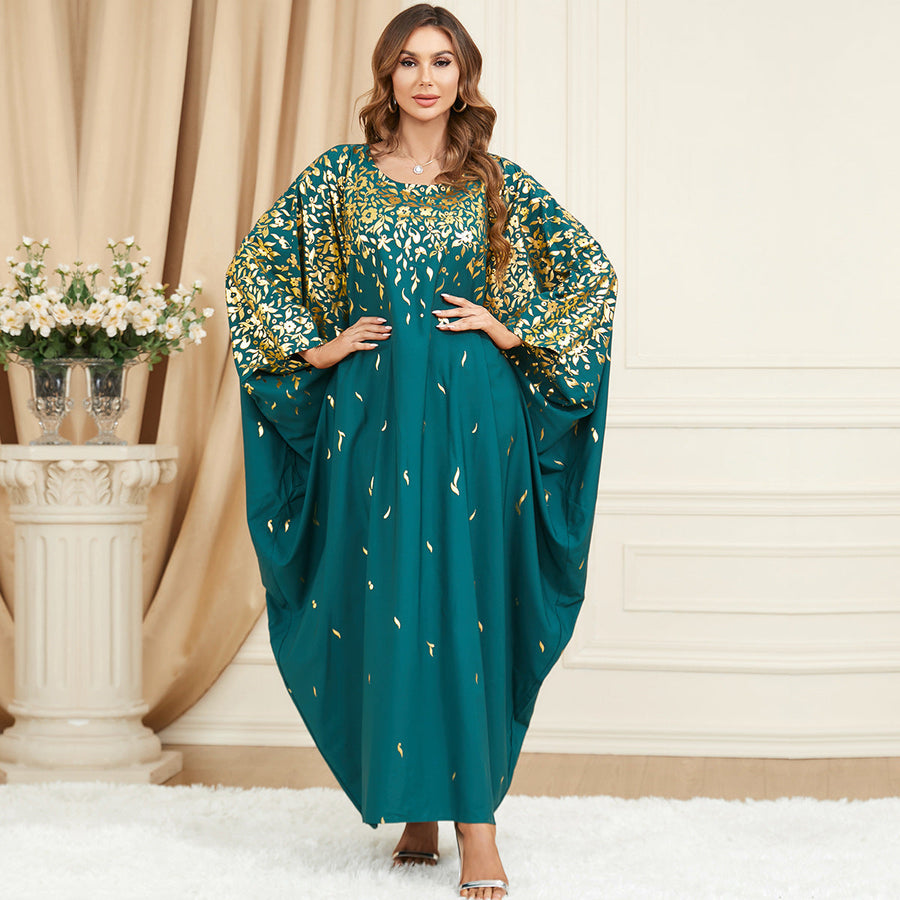 Green Bat Sleeve Loose Kaftan