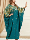 Green Bat Sleeve Loose Kaftan