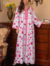 Floral Print V-neck Long-sleeved Kaftan