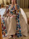 Print Sleeveless Tie Up Kaftan Dress With Spliced Cape