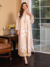 Golden Embroidery Stand Neck Long Sleeve Muslim Abaya