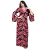 Rhinestone-Trimmed Taseel Floral Print Kaftam Dress