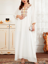 Floral Embroidery Rhinestone Design Bat Sleeve Lady Gown