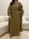 Tassel Lantern Sleeve Round Neck Linen Kaftan Dress