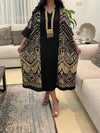 Retro Splicing V Neck Long Sleeve Kaftan