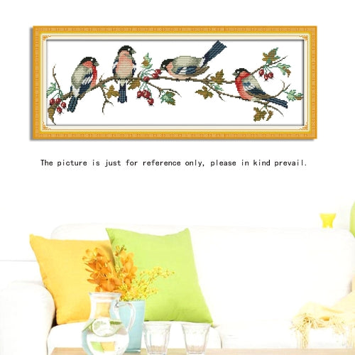 DIY Handmade Needlework Cross Stitch Set Embroidery Kit Precise Printed Bullfinches Pattern Cross-Stitching 68 * 26cm Home Decoration