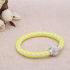 Fashion Jewelry Accessory Leather Magnetic Buckle Rhinestone Crystal Bracelet Bangle Wristband